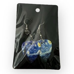 Handmade Starry Night Guitar Pick Earrings